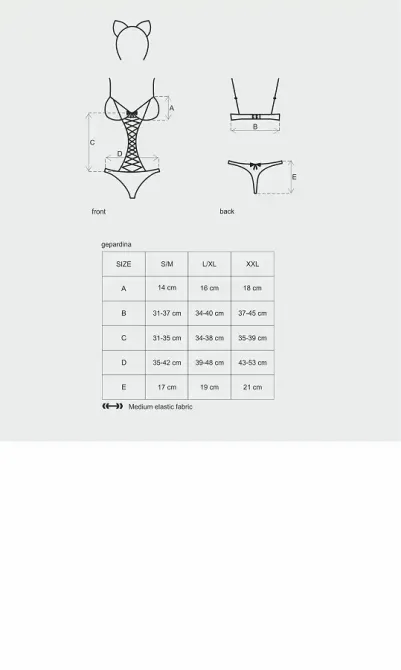 Еротичний костюм гепарду Obsessive Gepardina 3 pcs costume L/XL, чорний, хутряне оздоблення, монокін Львів - фото 7