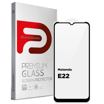 Скло захисне Armorstandart Full Glue Motorola E22 Black (ARM65551) Вінниця - фото 1