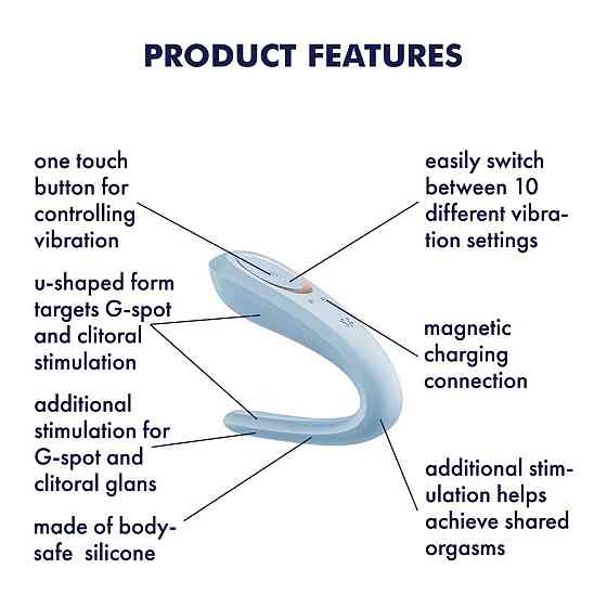 Вібратор для пар Satisfyer Double Classic Light Blue з одним моторчиком Sex Aura Київ