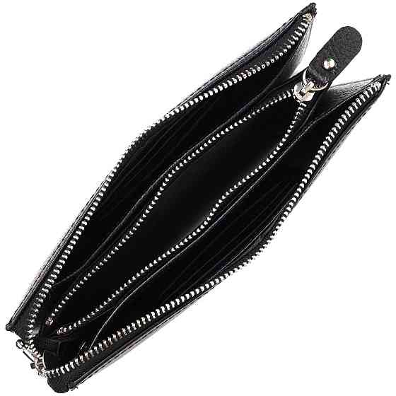 Цікавий клатч на два відділення з натуральної шкіри флотар BOND 22047 Чорний Київ