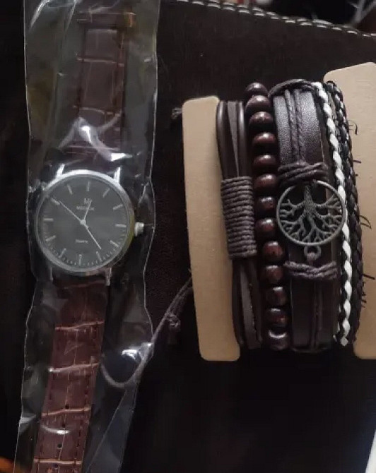 Подарочный набор для мужчин: наручные часы с 4 ориг. браслетами- диам 4см, длин 24см, шир рем 2см, без коробки Киев - изображение 8