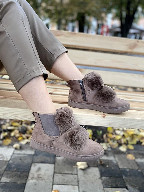 Черевики жіночі LX17-219 хакі (зима, еко-замша) (1143) 36 Коломия - фото 1