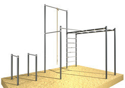 Тренажер Drabinka gimnastyczna ogrodowa z drążkiem, poręczami i liną OCYNK Street workout UNDERFIT UF11683 Киев - изображение 1