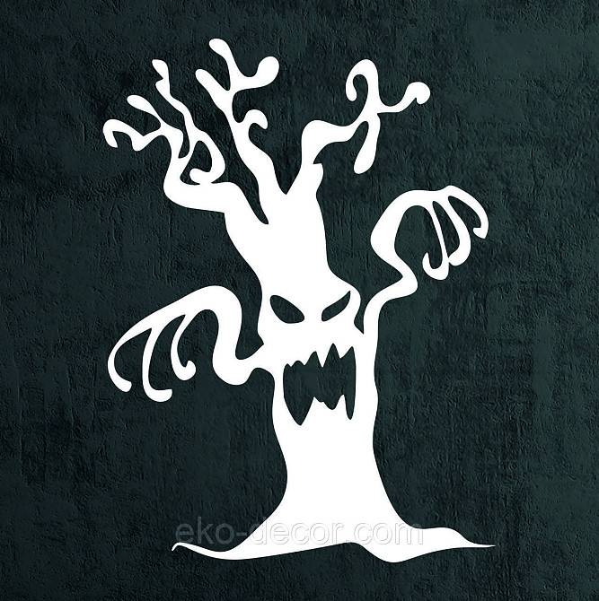 Декоративне настінне Панно «Хелловіїн, силует дерева», Декор на стіну 110*82 см, Білий Київ - фото 8