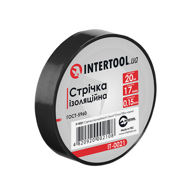 Стрічка ізоляційна 0.15мм*17мм*20м чорна INTERTOOL IT-0021 Киев - изображение 1