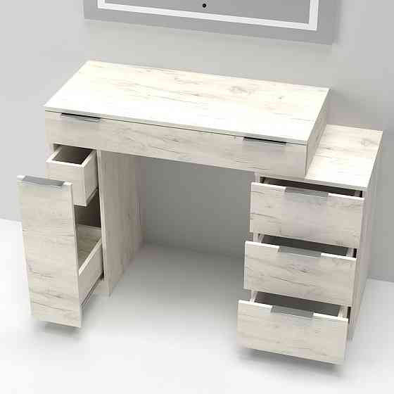 Стол туалетный Трюмо Кристалл, Дуб Крафт Білий, 1200/452/847 Львов