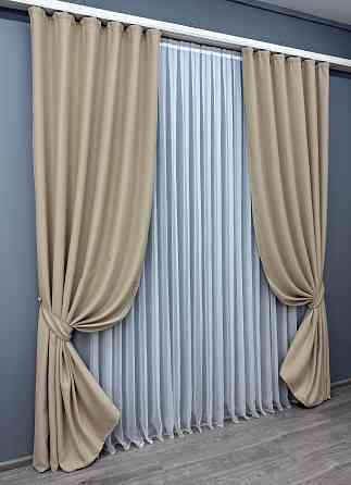 Комплект готових штор VR-Textil Bagema Rvs № 1545ш Бежевий 100х270 см 2 шт (31-765) Київ