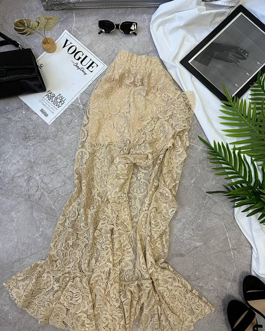 Женская трендовая гипюровая юбка с шортами гипюр(кружево) Бежевий, 46/48 Одесса - изображение 1