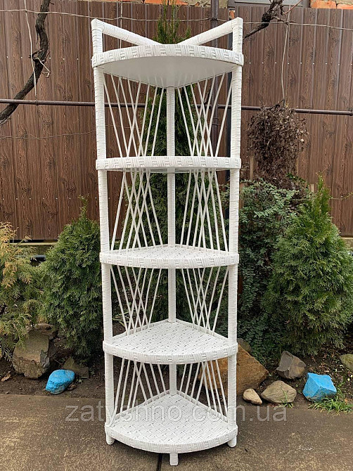 Этажерка плетеная белая угловая Киев - изображение 6