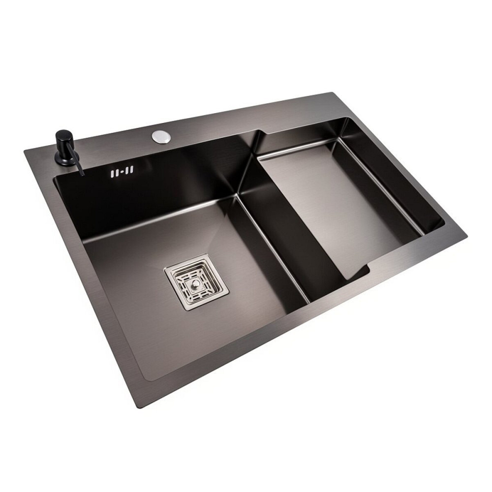 VALESO Мийка Valeso Handmade CM 78×50C L (PVD чорна) з поглибленою полицею Коломия - фото 7