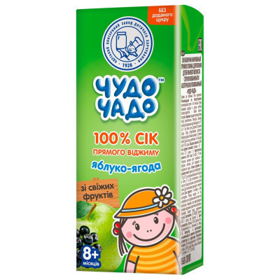 Сік дитячий Чудо-Чадо прямого віджиму Яблуко-ягода 200 мл (4820003689035) Вінниця - фото 1