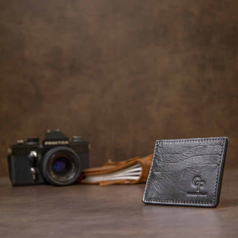 Кожаный картхолдер GRANDE PELLE 11500 Черный Киев - изображение 3