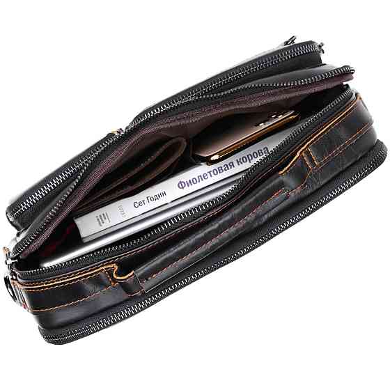 Кожаная мужская сумка Vintage 20469 Черный Киев