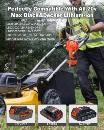 Портативний вентилятор із затискачем для літієвої батареї BLACK+DECKER 20 В, вентилятор для дитячої коляски з живленням Київ