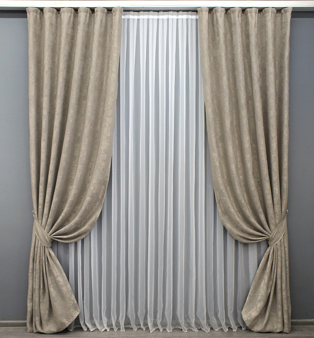 Комплект готових штор VR-Textil Жакард Sultan XO № 1683ш Капучино 100х270 см 2 шт (31-747) Київ - фото 10