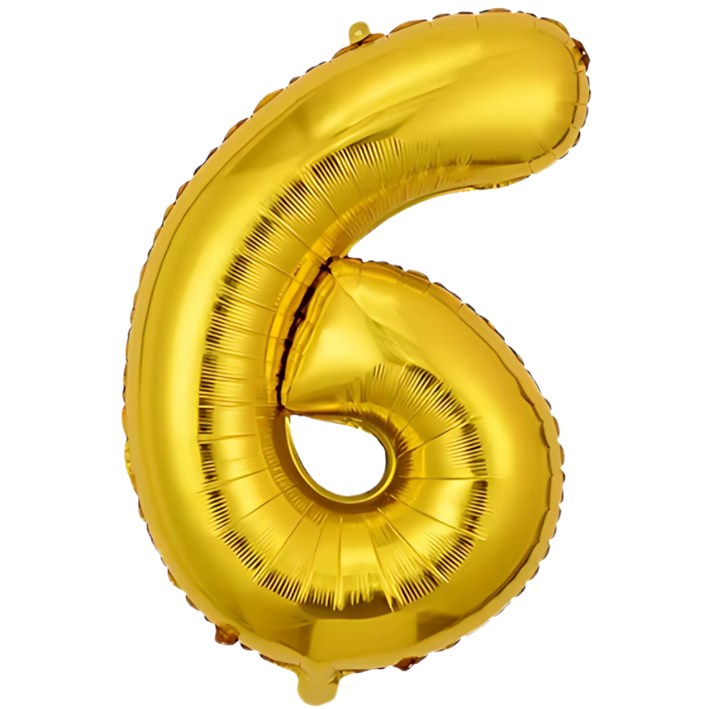 Воздушный шар в виде цифры 6 золотой,40 дюймов, фольгированый, для праздников: дня рождения, юбилеев,годовщин Каменец-Подольский - изображение 2