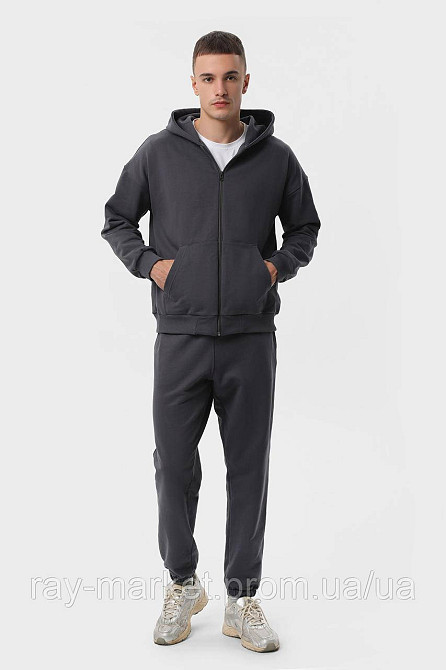 Костюм чоловічий худі на блискавці та штани Темно-сірий  RAY PREMIUM LOOSE U0809 (U0809M-Dark Grey) XL Київ - фото 1