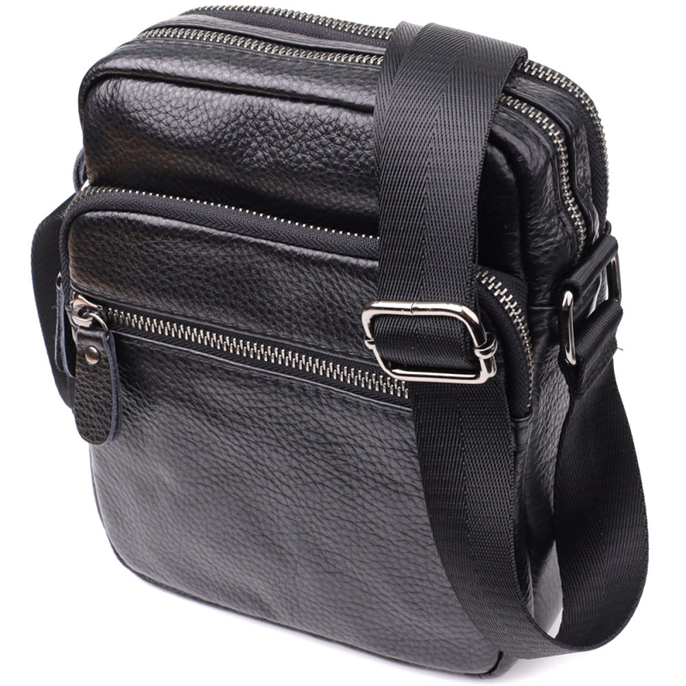 Мужская сумка на плечо из натуральной кожи Черный (Vintage) Киев - изображение 5