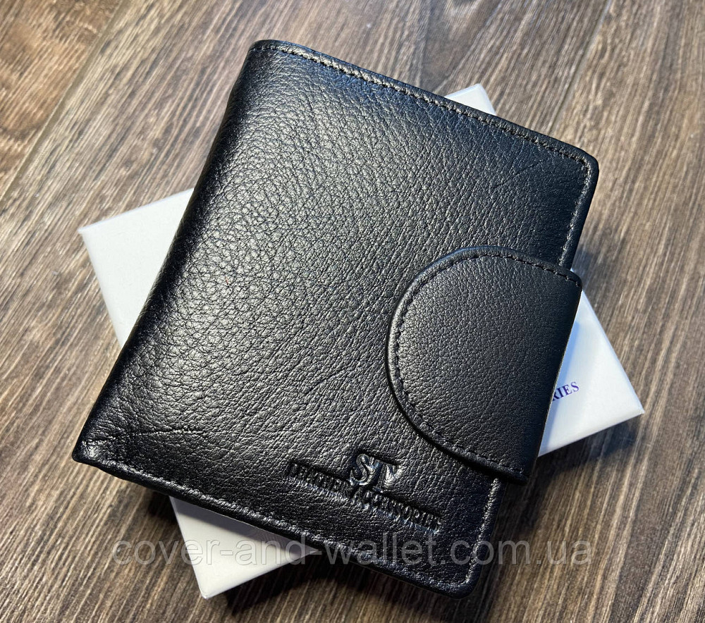 Компактный женский кожаный кошелек черного цвета на много карточек ST 415 Киев - изображение 2