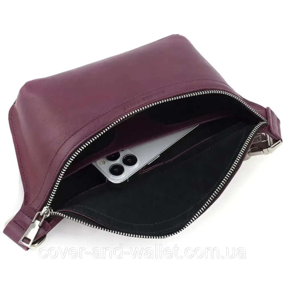 Стильная женская сумка на пояс бордового цвета из гладкой кожи Grande Pelle 743661 Киев - изображение 8