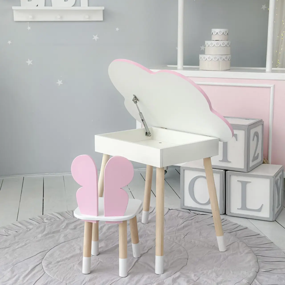 Дитячий стіл Хмара з нішою та стільчиком Метелик (Рожевий) Вінниця - фото 7