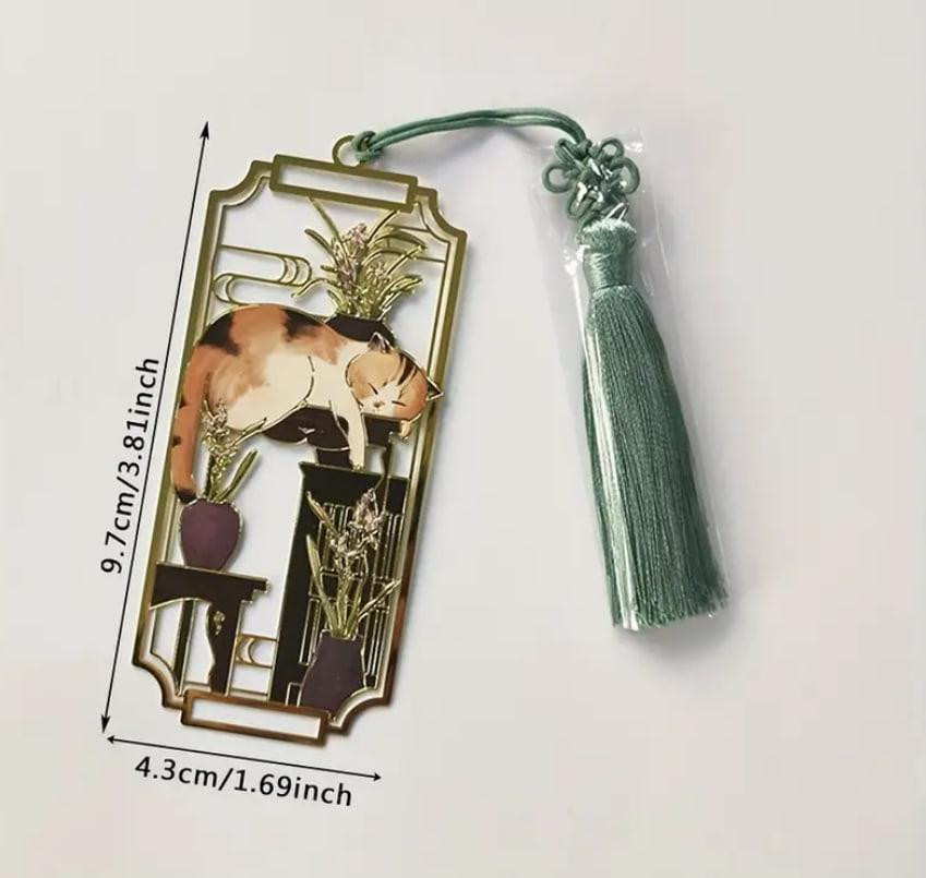 Винтажная металлическая закладка с котом и кистью. Оригинальная закладка для книг. Подарок для книго Киев - изображение 1