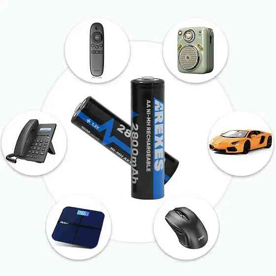 Аккумулятор пальчиковый АА, 2800mAh, 1,2v (1 шт) Arexes / Аккумуляторная батарейка / Многоразовая батарейка Киев