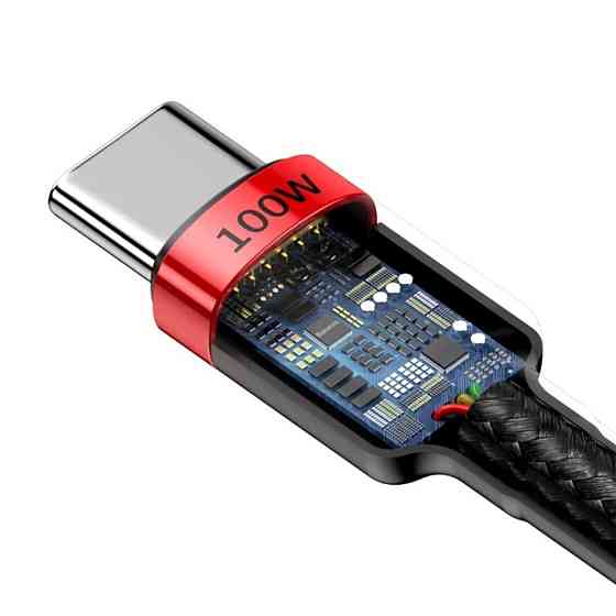 Кабель Baseus Cafule PD2.0 100W flash charging Type-C For Type-C cable (20V 5A)2m Red+Black Київ