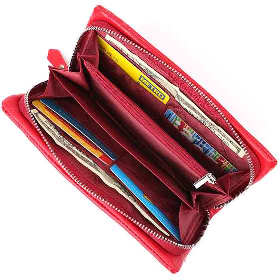 Практичный женский кошелек-клатч с отделением под телефон из натуральной кожи ST Leather 21300 Красный Киев