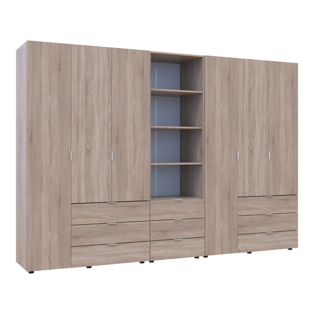 Шафа для одягу Doros Гелар Дуб сонома 3+3ДСП з пеналом 292.4х49.5х203.4 (DRS-011925) Львів - фото 8