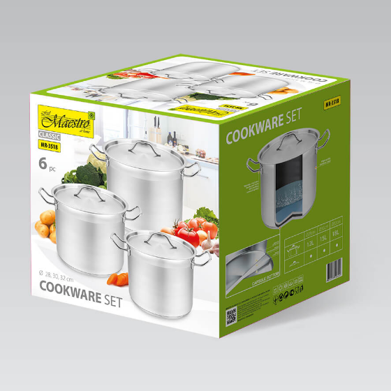 Набір каструль 6 предметів (каструлі 12/15/18л) MR-3518 Maestro Житомир - изображение 3