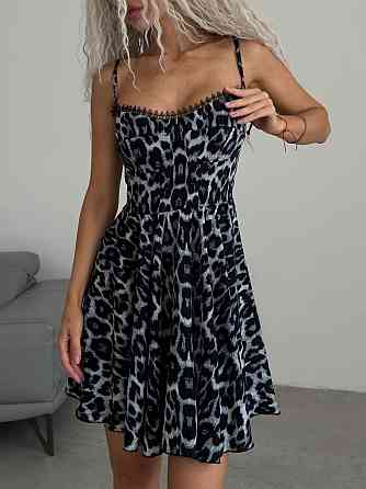 Женское летнее леопардовое мини платье на завязках штапель 44/46 Одесса