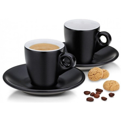 Набір чашок Kela Mattia з блюдцем для еспресо 4 предмета Чорний (12750) Вінниця - фото 2