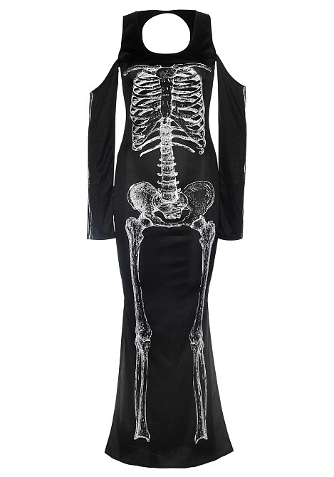 Платье макси Leg Avenue, M/L, с принтом скелета и боковым вырезом Sex Aura Киев - изображение 3
