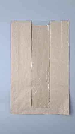 Бумажные пакеты крафт с прозрачным окошком 250х60х400, 40г/м2, окно 80 (100 шт) Харьков