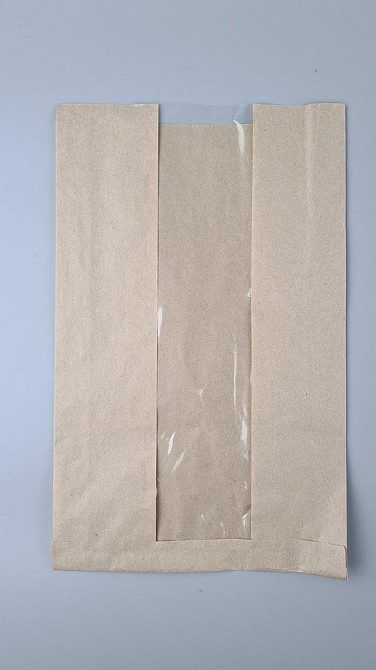 Бумажные пакеты крафт с прозрачным окошком 250х60х400, 40г/м2, окно 80 (100 шт) Харьков - изображение 1