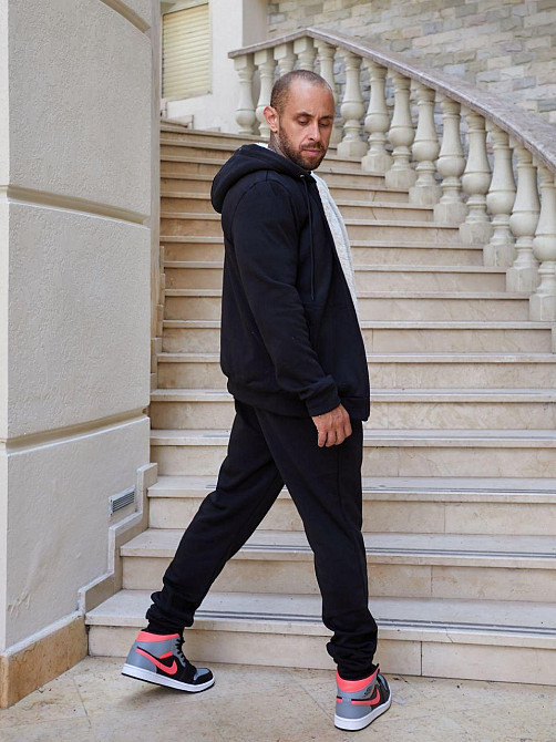 Мужской теплый костюм двойка трехнитка на флисе с мехом овчины Черный, 64 Одесса - изображение 5