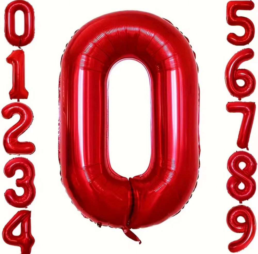 Цифра шар 0 красный 32