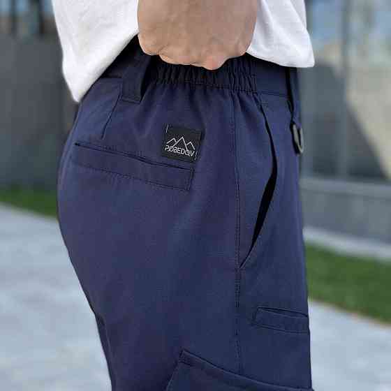 Штаны карго мужские весенние с карманами тёмно-синие Pobedov Tactical Soft Киев