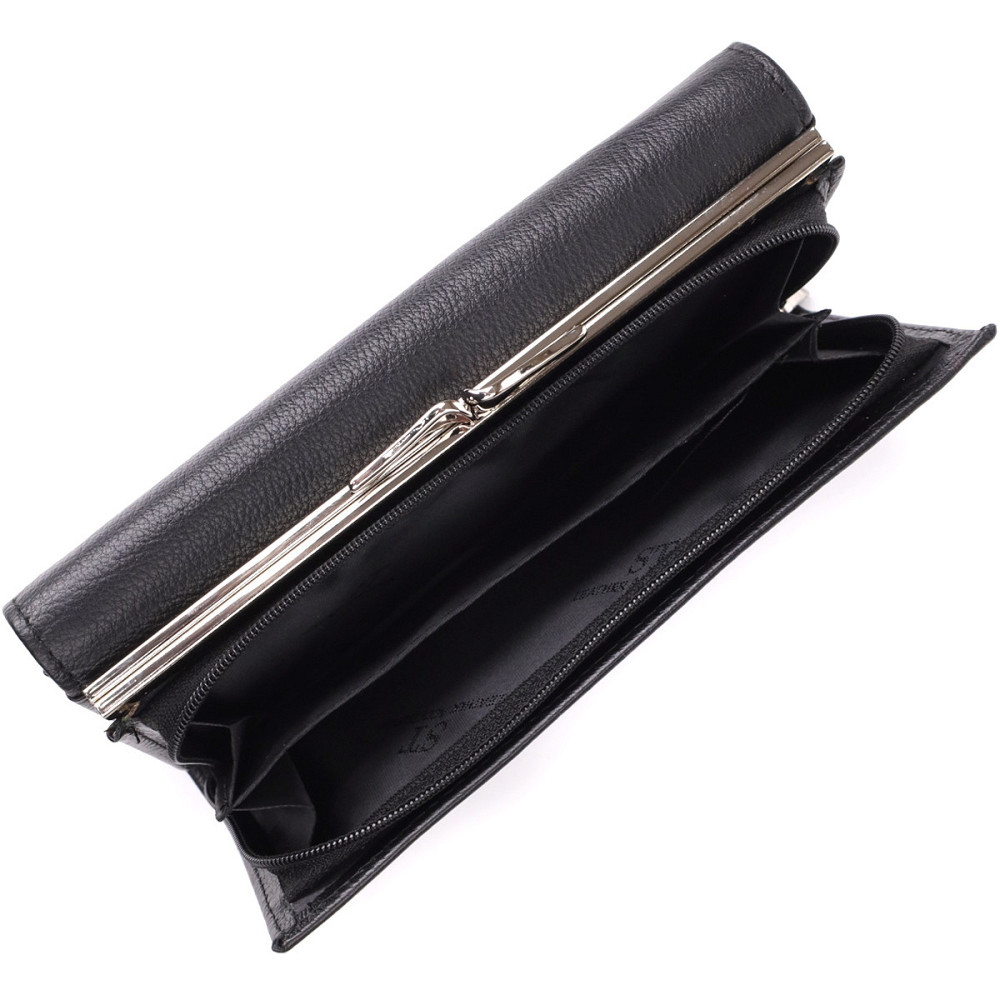 Функциональный женский кошелек на магнитах из натуральной кожи ST Leather 23112 Черный Киев - изображение 5