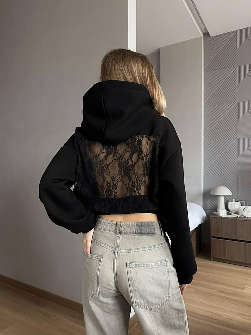 Женская стильная теплая худис открытой спиной трехнить пенье на флисе и кружево. Одесса - изображение 7