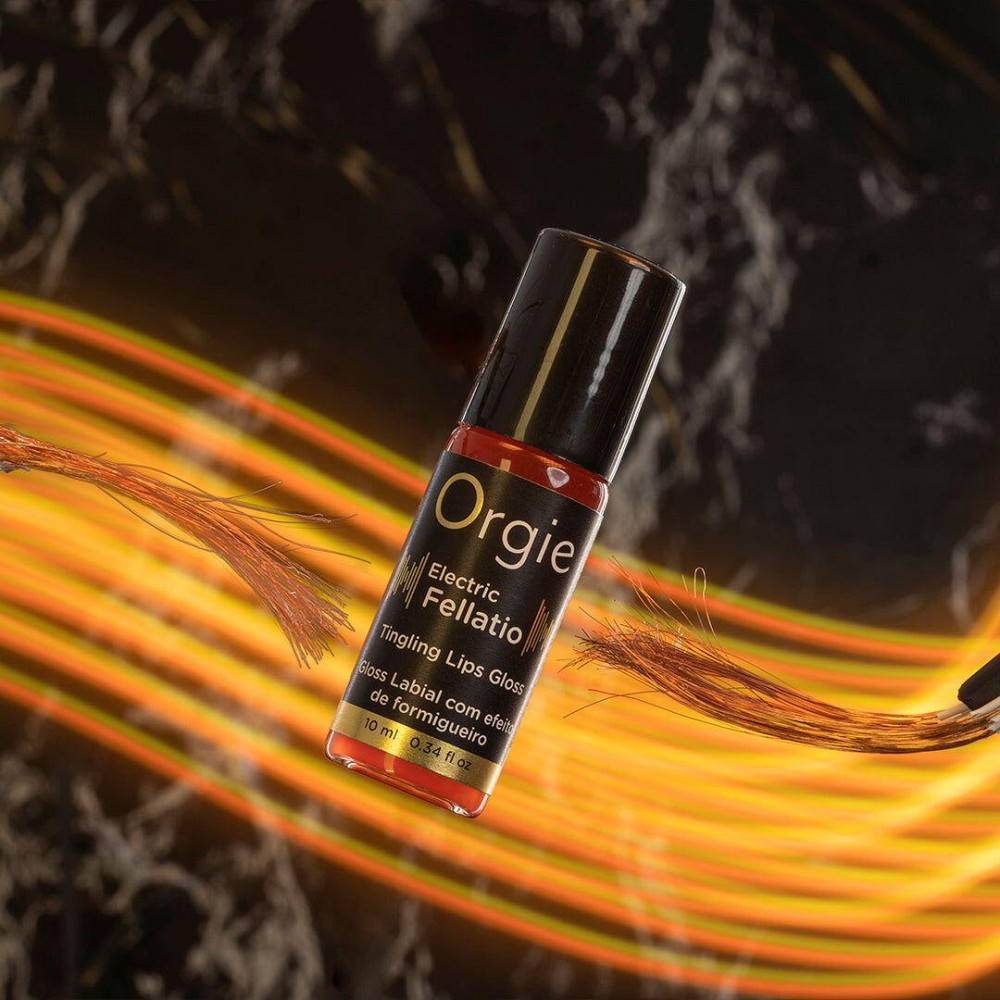 Блиск для губ з ефектом вібрації Orgie Electric Fellatio Lips Gloss, 10 мл, смак фруктового асорті Sex Aura Київ - фото 4