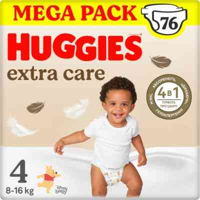 Подгузники Huggies Extra Care Size Размер 4 (8-16 кг) 76 шт (5029053583167) Винница