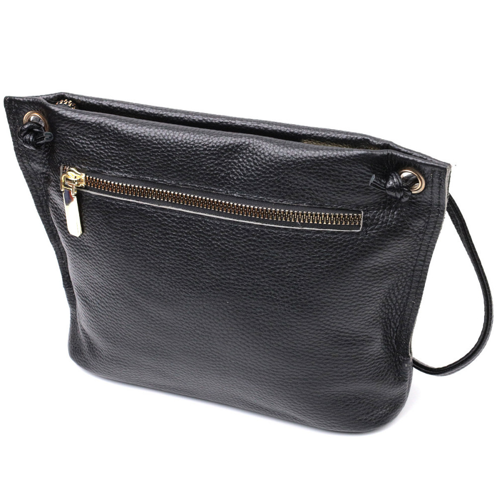 Жіноча трапецієподібна сумка з натуральної шкіри Vintage 22395 Чорна Київ - фото 2