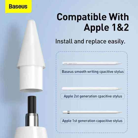 Змінні наконечники для стилуса Baseus Smooth Writing Capacitive Stylus Tips Moon White（2pcs） Одеса
