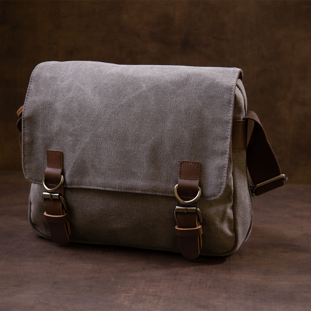 Сумка почтальонка текстильна Сіра (Vintage) Київ - фото 2