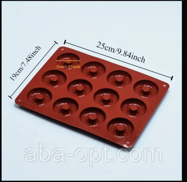 Форма силіконова на 12 виробів 25 х 19 см Пончик (шт) Одеса - фото 1