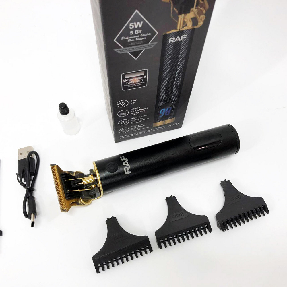 Машинка для стрижки аккумуляторная с насадками RAF R.437, Парикмахерские машинки профессиональные HS-21 Львов - изображение 5