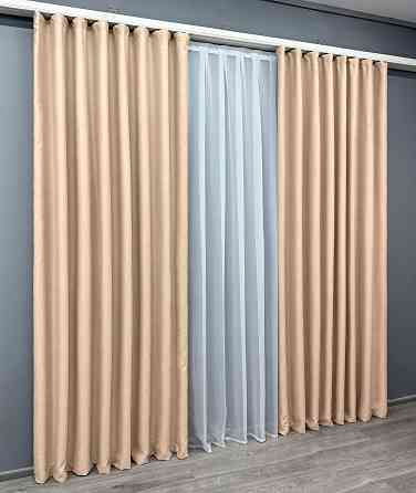 Комплект готовых штор VR-Textil Блэкаут двусторонний Eclipsе № 1816ш Бежевый 150х270 см 2 шт (33-0797) Киев