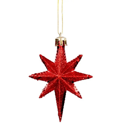 Елочная игрушка Chomik Зірки, 9 см, пластикові 4 шт, червоні (5901292631147_3) Вінниця - фото 2